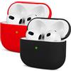 Mocarheri 2 pezzi Custodia in Silicone Compatibile con AirPods 3, Mocarheri Ultra Sottile in Premium Silicone per Airpods 3 Custodia Cover Custodia protettiva in silicone antiurto (Rosso+Nero)