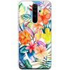 Mixroom - Cover Custodia Back Case in TPU Silicone Morbido per Xiaomi Redmi Note 8 PRO Fantasia Fiori Tropicali M764