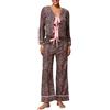 Zukmuk Donna 2 Pezzi Pigiama Set in Raso Camicia a Maniche Lunghe + Pantaloni Pigiama Casual (Leopardo A, S)