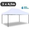 GRECOSHOP Gazebo pieghevole impermeabile in alluminio 3x4,5m Bianco - Mod. Magnum