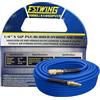 Estwing E1450PVCR x 50' Tubo aria ibrido PVC/gomma con ottone 1/4 NPT Raccordo industriale e accoppiatore rapido universale, blu e giallo, 50'