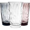 Bormioli Rocco Bicchiere Highball per Long Drink - in Vetro con Trama Effetto Diamante - Colori Assortiti - 470 ml - 6 Pezzi