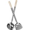 Cabilock 2 cucchiai in acciaio inox per wok, cucchiai cinesi, raschietto per pentole, spatola da cucina cinese, grande padella, pala, set di cucchiai da zuppa, cucchiaio grande