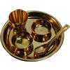 Terrapin Trading Ltd Set Miniatura Thali da Preghiera in Ottone Dorato 4'' Puja Ghanti