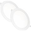 JANDEI - Confezione da 2 faretti LED da incasso rotondi, 18W, 1500 lumen, extrapiatti 13 mm, foro di montaggio Ø200-205 mm, bianco freddo 6000K con trasformatori inclusi
