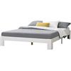 [en.casa] Struttura Letto in Legno di Pino 160 x 200 cm con Rete a Doghe Letto Matrimoniale in Design Minimal - Bianco