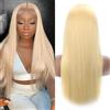 Jreitsere Parrucca Capelli Umani 13x4 Lace Front Bionda Liscia 613 - Parrucca Donna Capelli Veri Umani Corti Glueless per Donna 18 Pollici