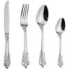 WULUN Set di posate in acciaio inox, barocco, 4 pezzi, con coltello, forchetta, cucchiaio da caffè, antico, stile reale, lavabile in lavastoviglie