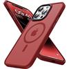 ONOFSO Cover Magnetica per iPhone 14 Pro Max 6,7Pollici[Compatibile Con MagSafe][Protezione di Livello Militare] Custodia per Cellulare Opaca Semitrasparente Anti-impronte, Rosso Scuro