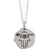 MYSTIC JEWELS - Ciondolo a mano di Fatima e malocchio con pietre, gioiello in argento Sterling 925, minimalista, per donne e ragazze, con scatola regalo, 40 + 5 cm, Zirconia cubica