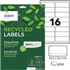 AVERY - 240 etichette 100% riciclate adesive personalizzabili e stampabili. Formato 99,1 x 33,9 mm Stampa laser e inkjet. (LR7162-15)