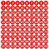 GamesMonkey® - Etichette Numeri Adesivi Cerchi - Rosso - da 1 a 100 - (100-500 - 2500 pezzi)(10-25 mm) Vinile Impermeabile - Inventario Consecutivi (10 mm - 1,0 cm, 100 Pezzi - 1 Foglio)