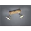 Trio Lighting DELHI BARRA 2 SPOTS ATTACCO E14 CUPOLA METALLO ACCIAIO ANTICO E LEGNO L. 33CM