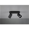 Trio Lighting PAGO BARRA 2 SPOTS CILINDRI METALLO NERO L. 24CM 2 LUCI ATTACCO GU10