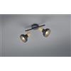 Trio Lighting LATIKA BARRA 2 SPOTS METALLO NERO ED EFFETTO LEGNO L. 30CM ATTACCO E14