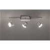 Trio Lighting ROUBAIX BARRA 3 SPOTS LED 10,5W 1200lm, 3000K QUADRATI METALLO ACCIAIO SATINATO L.48CM