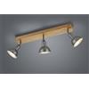 Trio Lighting DELHI BARRA 3 SPOTS ATTACCO E14 CUPOLA METALLO ACCIAIO ANTICO E LEGNO L. 58CM