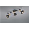 Trio Lighting LATIKA BARRA 3 SPOTS METALLO NERO ED EFFETTO LEGNO L. 47CM ATTACCO E14