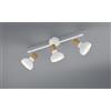 Trio Lighting LATIKA BARRA 3 SPOTS METALLO BIANCO ED EFFETTO LEGNO L. 47CM ATTACCO E14