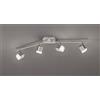 Trio Lighting ROUBAIX BARRA 4 SPOTS LED 14W 1600lm, 3000K QUADRATI METALLO ACCIAIO SATINATO L.80CM