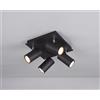 Trio Lighting MARLEY PLAFONIERA 4 SPOTS ATTACCO GU10 CILINDRI METALLO NERO L. 24X24CM