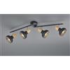 Trio Lighting LATIKA BARRA 4 SPOTS METALLO NERO ED EFFETTO LEGNO L. 71CM ATTACCO E14