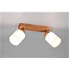 Trio Lighting ASSAM BARRA 2 SPOTS BASE LEGNO CON VETRI BIANCHI L. 30CM ATTACCO E14