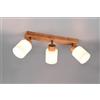 Trio Lighting ASSAM BARRA 3 SPOTS BASE LEGNO CON VETRI BIANCHI L. 45CM ATTACCO E14