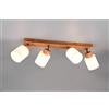 Trio Lighting ASSAM BARRA 4 SPOTS BASE LEGNO CON VETRI BIANCHI L. 60CM ATTACCO E14