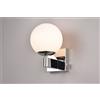 Trio Lighting KULA APPLIQUE BAGNO METALLO CROMATO E VETRO BIANCO CON INTERRUTTORE IP44 H. 20CM 1 LUCE ATTACCO E14