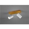 Trio Lighting MARLEY BARRA 2 SPOTS CILINDRI BIANCHI BASE LEGNO NATURALE L. 26CM 2 LUCI ATTACCO GU10