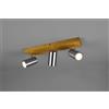 Trio Lighting MARLEY BARRA 3 SPOTS CILINDRI ACCIAIO BASE LEGNO NATURALE L. 44CM 3 LUCI ATTACCO GU10
