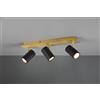 Trio Lighting MARLEY BARRA BASE ORO CON 3 SPOTS CILINDRI NERO L. 48CM 3 LUCI ATTACCO GU10