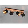 Trio Lighting TOMMY BARRA 4 SPOTS BASE LEGNO CON PARALUMI NERO E ORO L. 72CM 4 LUCI ATTACCO E14