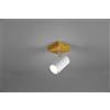 Trio Lighting MARLEY BASE SPOT CILINDRO BIANCO BASE LEGNO NATURALE H. 16CM 1 LUCE ATTACCO GU10