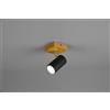 Trio Lighting MARLEY BASE SPOT CILINDRO NERO BASE LEGNO NATURALE H. 16CM 1 LUCE ATTACCO GU10