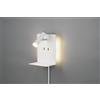 Trio Lighting ELEMENT APPLIQUE LED 3W 220lm, 3000K- 1,5W 150lm, 3000K METALLO BIANCO RETRO ILLUMINATA CON SPOT CON MENSOLA E PORTA USB RICARICA SMARTPHONE H.20CM