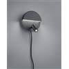 Trio Lighting MARIO APPLIQUE TONDA LED 2,3W 200lm - 6W 600lm, 3000K DOPPIA EMISSIONE CON FARETTO ORIENTABILE NERO OPACO CON INTERRUTTORE E DOPPIA ACCENSIONE D. 16CM