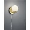 Trio Lighting PURE APPLIQUE METALLO COLORE OTTONE OPACO CON SFERA BIANCA D. 16CM P. 21CM 1 LUCE ATTACCO E14