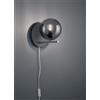 Trio Lighting PURE APPLIQUE METALLO COLORE ANTRACITE CON SFERA FUME' D. 16CM P. 21CM 1 LUCE ATTACCO E14