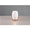 Trio Lighting BIDAR LAMPADA DA TAVOLO METALLO BIANCO TAGLIO LASER CON INSERTO IN LEGNO H. 21,5CM 1 LUCE ATTACCO E27
