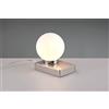 Trio Lighting DAVI II LAMPADA DA TAVOLO ACCIAIO SFERA VETRO BIANCO H.15CM 1 LUCE ATTACCO E14