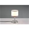 Trio Lighting DAVOS LAMPADA DA TAVOLO METALLO CROMATO PARALUME BIANCO E GRIGIO H. 22CM 1 LUCE ATTACCO E14