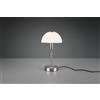 Trio Lighting DON II LAMPADA DA TAVOLO CUPOLA VETRO BIANCO E METALLO ACCIAIO SATINATO CON INTERRUTTORE H. 33CM 1 LUCE ATTACCO E14
