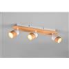 Trio Lighting ARUNI BARRA 3 SPOTS ORIENTABILI METALLO BIANCO E LEGNO NATURALE L. 48CM ATTACCO GU10