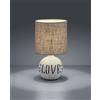 Trio Lighting ESNA LAMPADA DA TAVOLO CERAMICA CON SCRITTA LOVE SABBIA CON PARALUME MARRONE H.30CM 1 LUCE ATTACCO E14