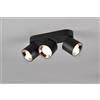 Trio Lighting GUAYANA BARRA 3 SPOTS ORIENTABILI ANCHE DA INCASSO METALLO NERO L. 27,3CM ATTACCO GU10