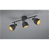 Trio Lighting PUNCH BARRA 3 SPOTS METALLO NERO E ORO L. 46CM ATTACCO E14