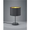 Trio Lighting HOSTEL LAMPADA DA TAVOLO PARALUME TESSUTO NERO INTERNO ORO H.33CM, D.20CM 1 LUCE ATTACCO E27