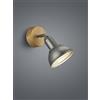 Trio Lighting DELHI SPOT SINGOLO CUPOLA METALLO ACCIAIO ANTICO E LEGNO P. 20,5CM 1 LUCE ATTACCO ATTACCO E14